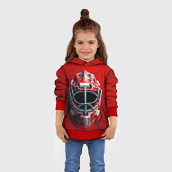 Толстовка-худи детская Маска голкипера на красном, цвет: 3D-красный — фото 2
