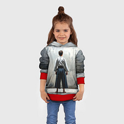 Толстовка-худи детская Боец айкидо на сером, цвет: 3D-красный — фото 2