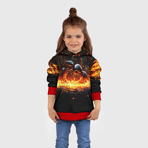Детская толстовка Кикбоксеркие перчатки в огне / 3D-Красный – фото 4