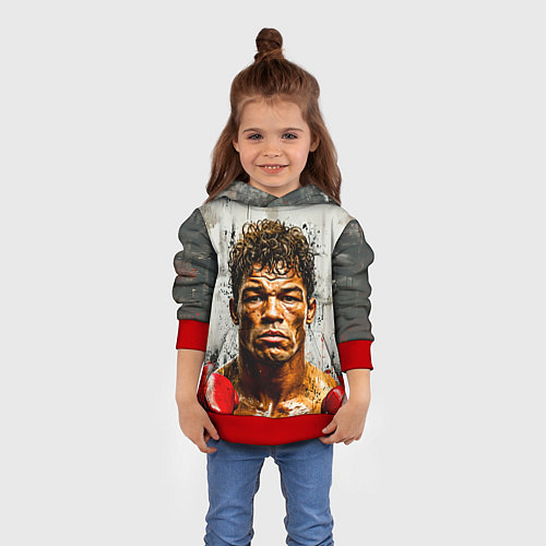 Детская толстовка Артуро Гатти на сером / 3D-Красный – фото 4