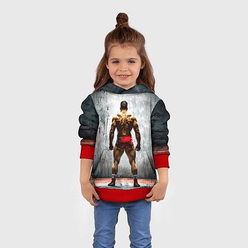 Детская толстовка Рестлер на синем / 3D-Красный – фото 4