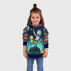 Толстовка-худи детская Рик и Морти на планете сказочных грибов, цвет: 3D-синий — фото 2
