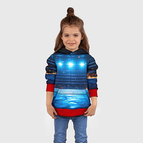 Детская толстовка Синий ринг в огне / 3D-Красный – фото 4
