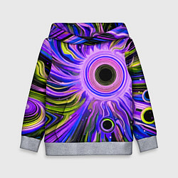 Толстовка-худи детская Абстрактный неоновый космос - чёрная дыра, цвет: 3D-меланж