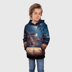 Толстовка-худи детская Космический ринг, цвет: 3D-черный — фото 2