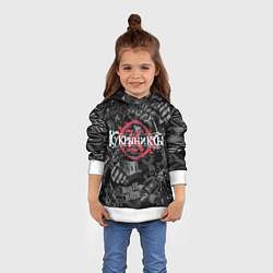 Толстовка-худи детская Кукрыниксы логотип на фоне гитар, цвет: 3D-белый — фото 2