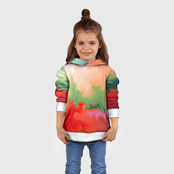 Толстовка-худи детская Красные и зеленые облака, цвет: 3D-белый — фото 2