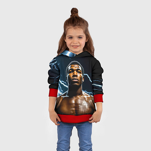 Детская толстовка Мухаммед Али и молния / 3D-Красный – фото 4