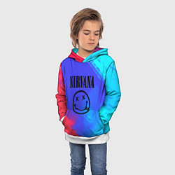 Толстовка-худи детская Nirvana жидкие краски, цвет: 3D-белый — фото 2