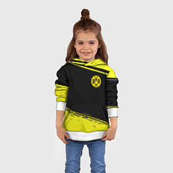 Толстовка-худи детская Borussia жёлтые полосы, цвет: 3D-белый — фото 2