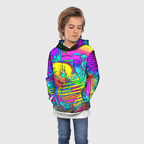 Детская толстовка Черепа неоновые краски / 3D-Белый – фото 3