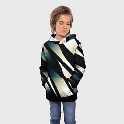 Толстовка-худи детская Чёрно-белый с синим затемнением полосы, цвет: 3D-черный — фото 2