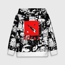 Толстовка-худи детская Dota черно белые персонажи, цвет: 3D-белый
