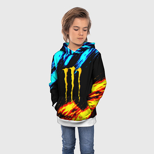 Детская толстовка Monster energy текстура огненная / 3D-Белый – фото 3