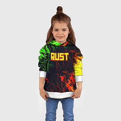 Толстовка-худи детская RUST огненная текстура, цвет: 3D-белый — фото 2