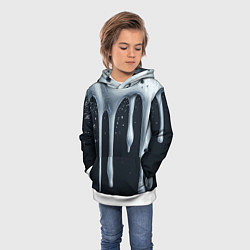 Толстовка-худи детская Белая объемная слизь текстура, цвет: 3D-белый — фото 2