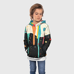Толстовка-худи детская Разноцветные капли текстура, цвет: 3D-белый — фото 2