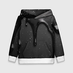 Толстовка-худи детская Черная текстура - хром, цвет: 3D-белый