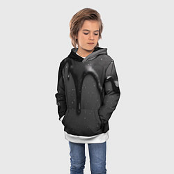 Толстовка-худи детская Черная текстура - хром, цвет: 3D-белый — фото 2