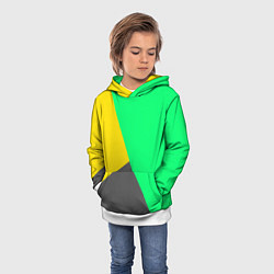 Толстовка-худи детская Жёлто-серо-зелёный трёхцветный, цвет: 3D-белый — фото 2