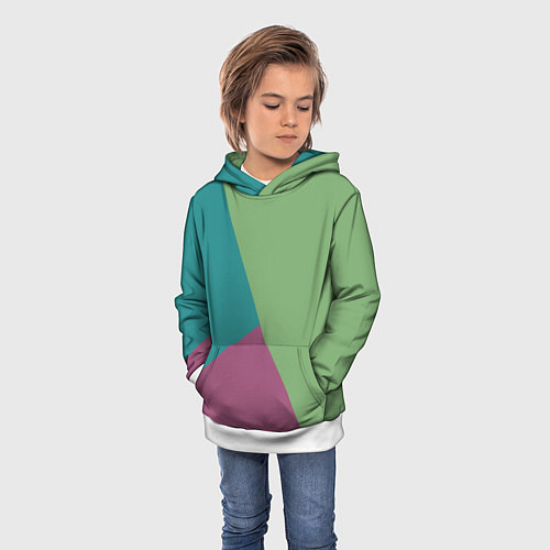 Детская толстовка Сине-зелёно-розовый тёмный трёхцветный / 3D-Белый – фото 3