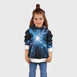 Толстовка-худи детская Всплеск света и звезды - космическая абстракция, цвет: 3D-белый — фото 2