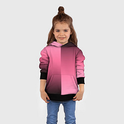 Толстовка-худи детская Розовый с затемнением градиент пополам, цвет: 3D-черный — фото 2
