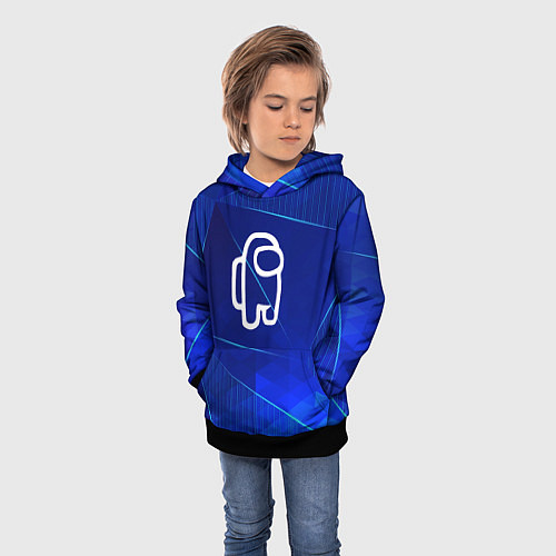 Детская толстовка Among Us blue poly / 3D-Черный – фото 3