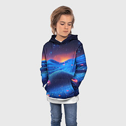 Толстовка-худи детская Синяя дюна - текстура, цвет: 3D-белый — фото 2