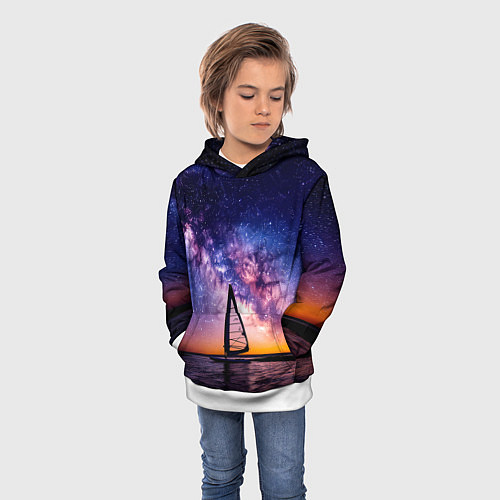 Детская толстовка Виндсерфер в космосе / 3D-Белый – фото 3