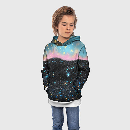 Детская толстовка Блестящая текстура на черном / 3D-Белый – фото 3