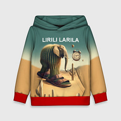 Толстовка-худи детская Слон кактус - брейнрот мем, цвет: 3D-красный