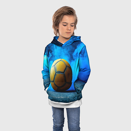 Детская толстовка Гандбольный мяч синий дым / 3D-Белый – фото 3