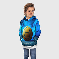 Толстовка-худи детская Гандбольный мяч синий дым, цвет: 3D-белый — фото 2