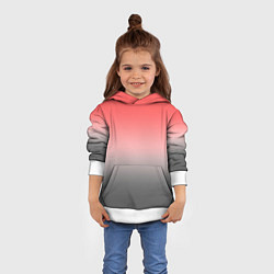 Толстовка-худи детская Бледный красно-серый градиент, цвет: 3D-белый — фото 2