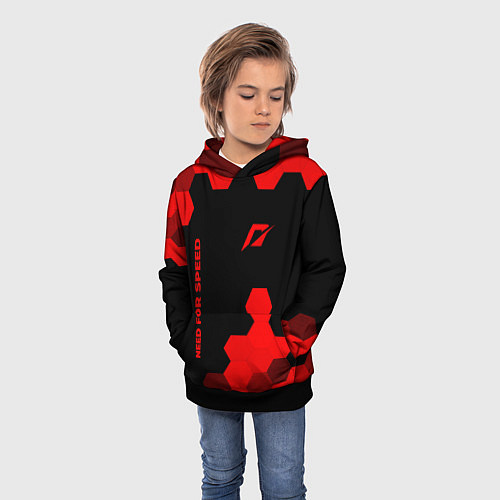 Детская толстовка Need for Speed - red gradient вертикально / 3D-Черный – фото 3