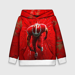 Толстовка-худи детская Раннинбек на красном, цвет: 3D-белый