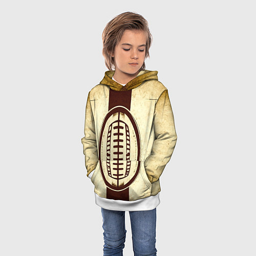 Детская толстовка Мяч регби на бежевом / 3D-Белый – фото 3