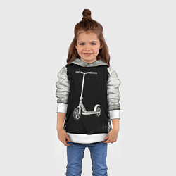 Толстовка-худи детская Самокат на черно-белом, цвет: 3D-белый — фото 2