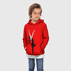 Толстовка-худи детская Спортивная гимнастика на красном, цвет: 3D-белый — фото 2