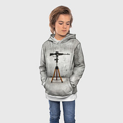 Толстовка-худи детская Стендовая спортивная стрельба на сером, цвет: 3D-белый — фото 2