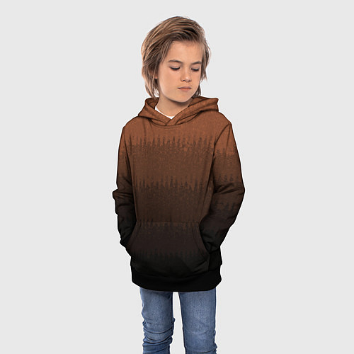 Детская толстовка Чёрно-коричневый полосы от светлого к тёмному / 3D-Черный – фото 3