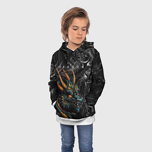 Детская толстовка Японский дракон татуировка / 3D-Белый – фото 3