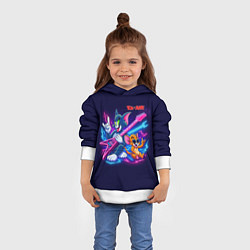 Толстовка-худи детская Том и Джерри рок музыканты - неоновое свечение, цвет: 3D-белый — фото 2