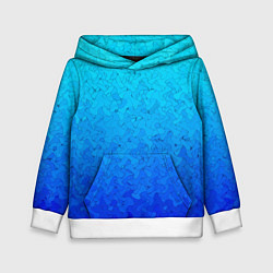 Толстовка-худи детская Голубой в синеву с узором, цвет: 3D-белый