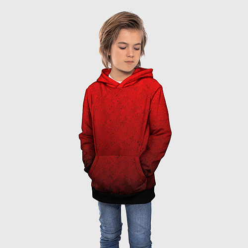 Детская толстовка Градиент красный текстурированный в тёмный / 3D-Черный – фото 3