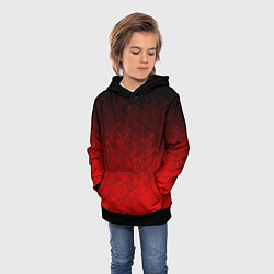 Толстовка-худи детская Чёрно-красный текстурный градиент, цвет: 3D-черный — фото 2