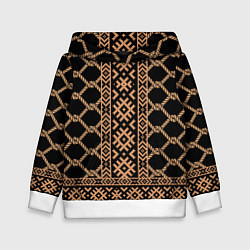 Детская толстовка Золотые узоры на черном с канатами - вышиванка руб