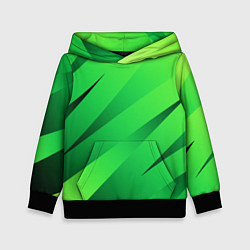 Толстовка-худи детская Сочный зелёный абстрактные полосы, цвет: 3D-черный