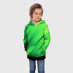 Толстовка-худи детская Сочный зелёный абстрактные полосы, цвет: 3D-черный — фото 2